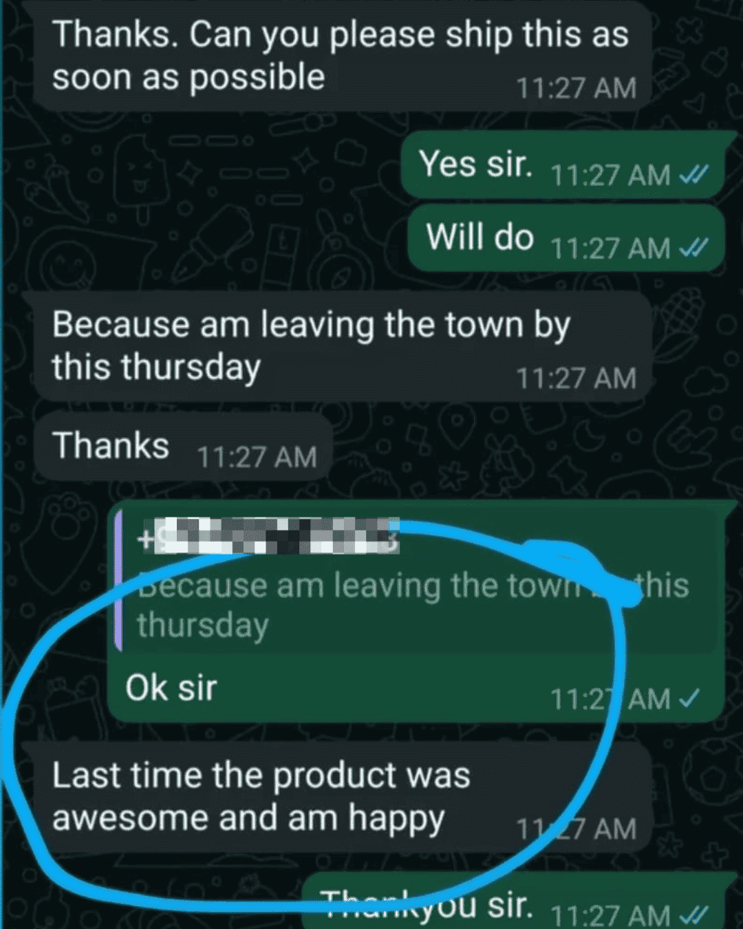 WhatsApp customer review 12 of 14