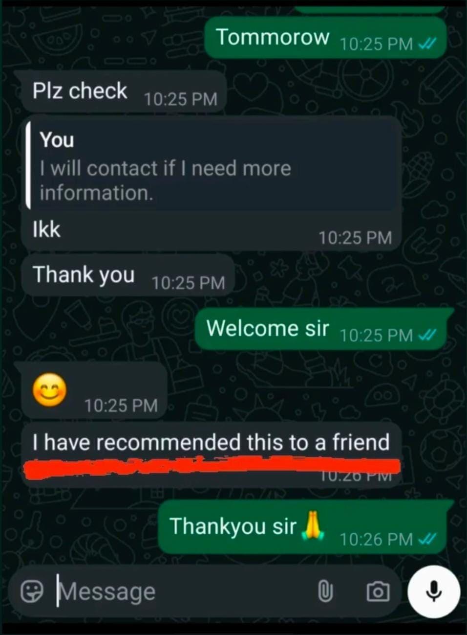 WhatsApp customer review 14 of 14