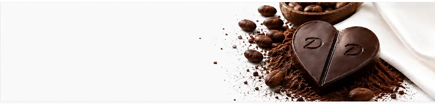 Heart-shaped DZIR chocolates with cocoa beans